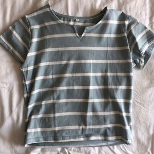 ROMWE Blue Striped Crop Top